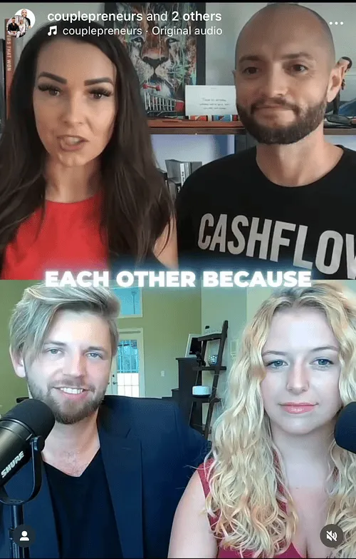 Couplepreneurs community members on a live podcast